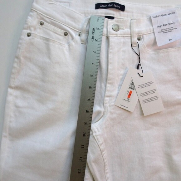 CALVIN KLEIN Women's Jeans High Rise Skinny Denim White Stretch Fitted NWT 26 - Picture 11 of 14